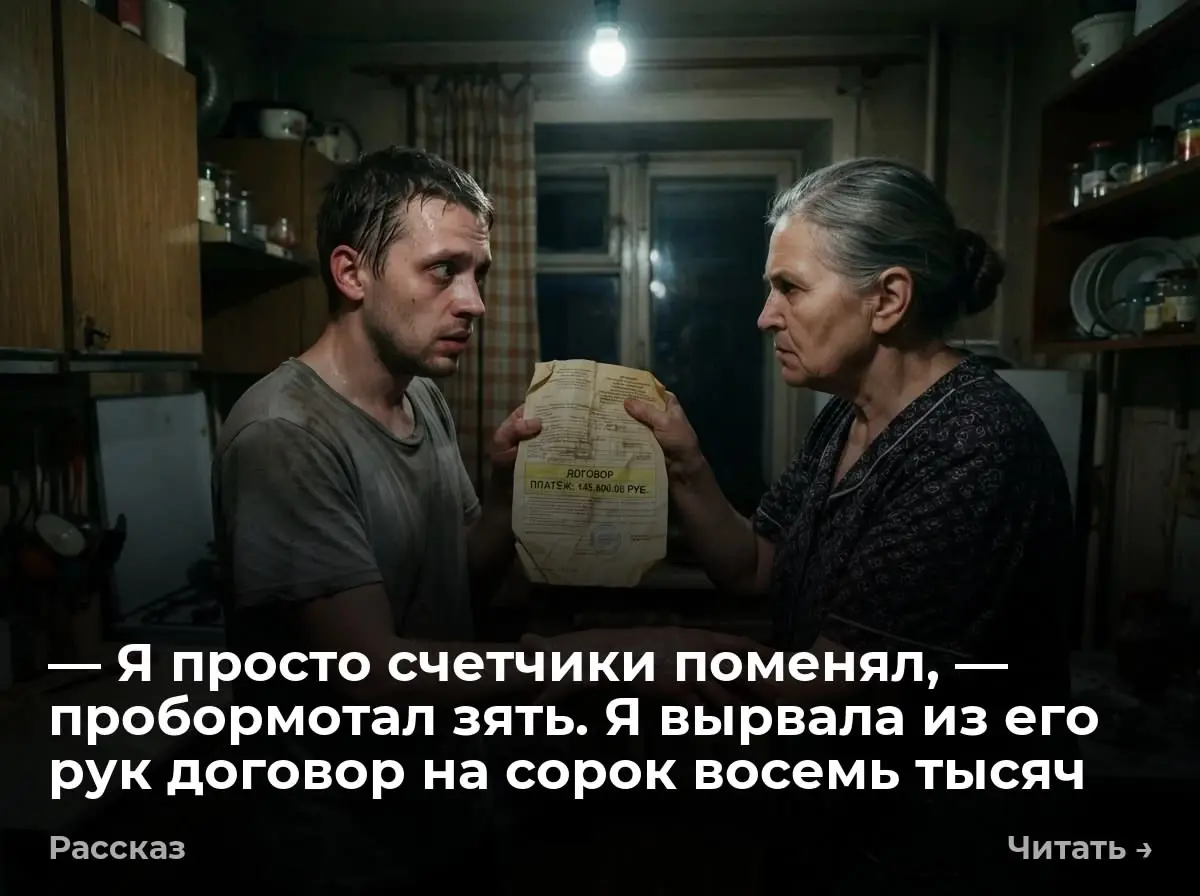 — Я просто счетчики поменял, — пробормотал зять. Я вырвала из его рук договор на сорок восемь тысяч
Я с силой толкнула дверь на кухню и замерла на пороге | Сетка — социальная сеть от hh.ru