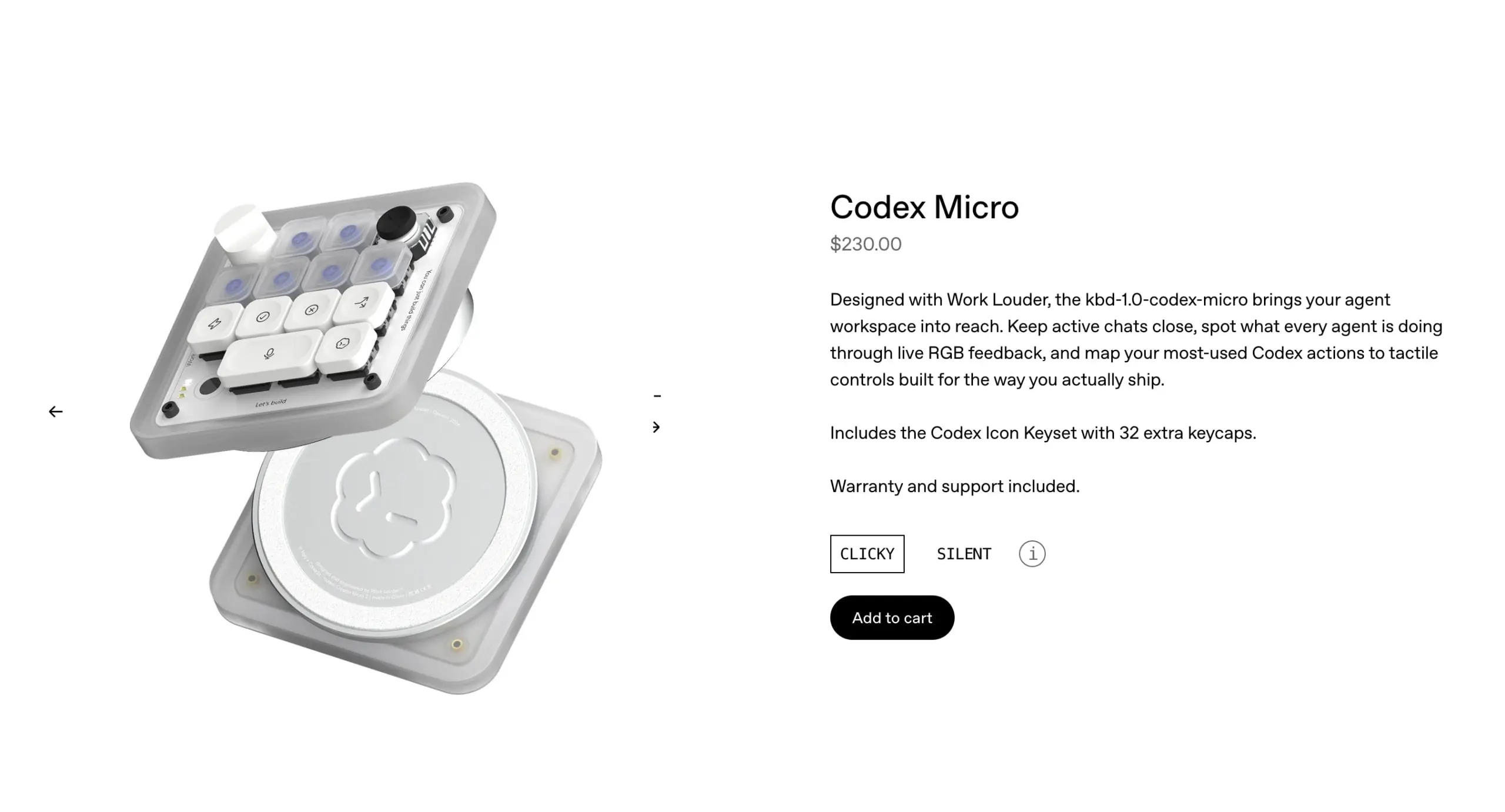 Первое устройство от OpenAI это клавиатура "Codex Micro" для управления Кодексом.
Кнопка для нового чата, микрофона, крутилка для уровня размышлений | Сетка — социальная сеть от hh.ru