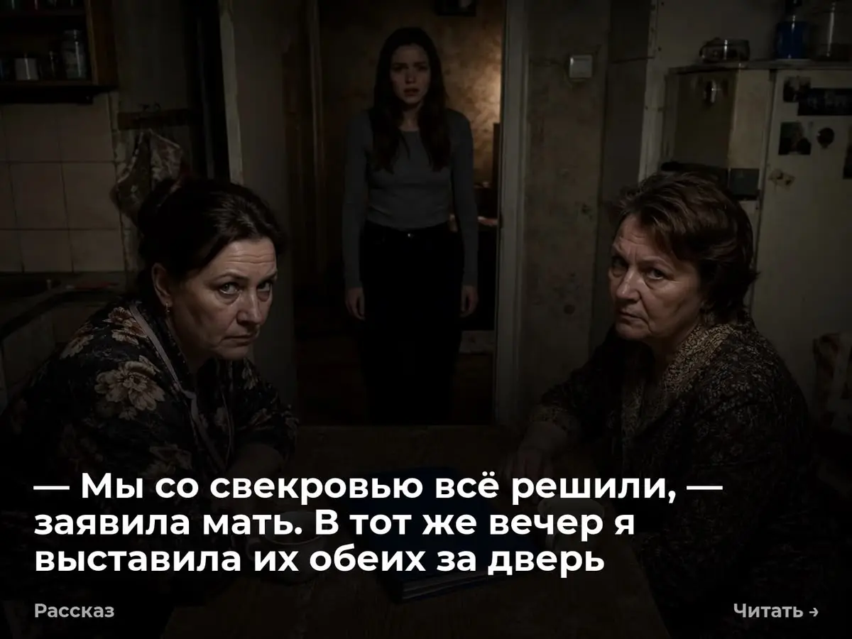 — Мы со свекровью всё решили, — заявила мать. В тот же вечер я выставила их обеих за дверь
Ключ застрял в скважине. Я дернула ручку. Дверь поддалась | Сетка — социальная сеть от hh.ru