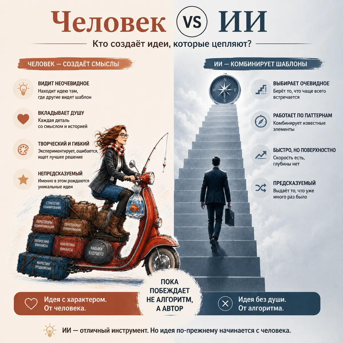 ✔️Человек vs ИИ: почему пока побеждает не алгоритм, а автор | Сетка — социальная сеть от hh.ru