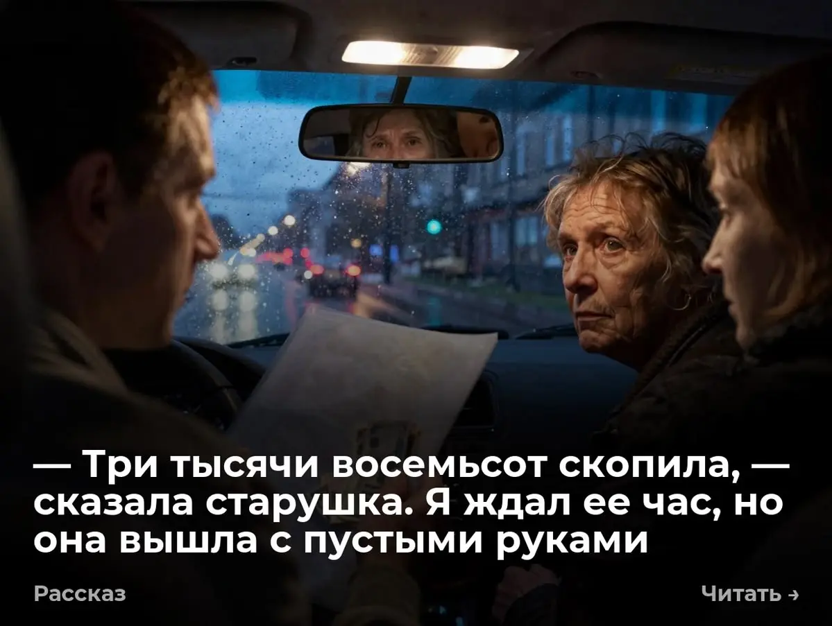 — Три тысячи восемьсот скопила, — сказала старушка. Я ждал ее час, но она вышла с пустыми руками
— Трогай, сынок, только плавно, — сухо скомандовала пассажирка. Я посмотрел во внутрисалонное зеркало | Сетка — социальная сеть от hh.ru