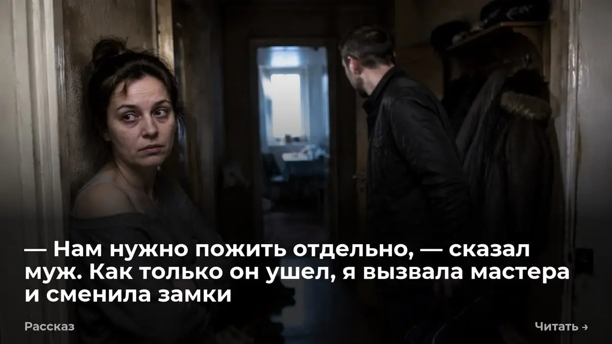 — Нам нужно пожить отдельно, — сказал муж. Как только он ушел, я вызвала мастера и сменила замки
— Нам нужно пожить отдельно. Проверить чувства. Спортивная сумка глухо стукнула о пол прихожей. Вжик | Сетка — социальная сеть от hh.ru