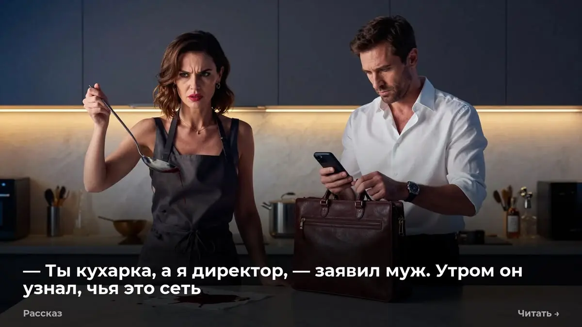 — Ты кухарка, а я директор, — заявил муж. Утром он узнал, чья это сеть
Он швырнул кожаный портфель на столешницу, едва не задев тарелку с горячим борщом | Сетка — социальная сеть от hh.ru
