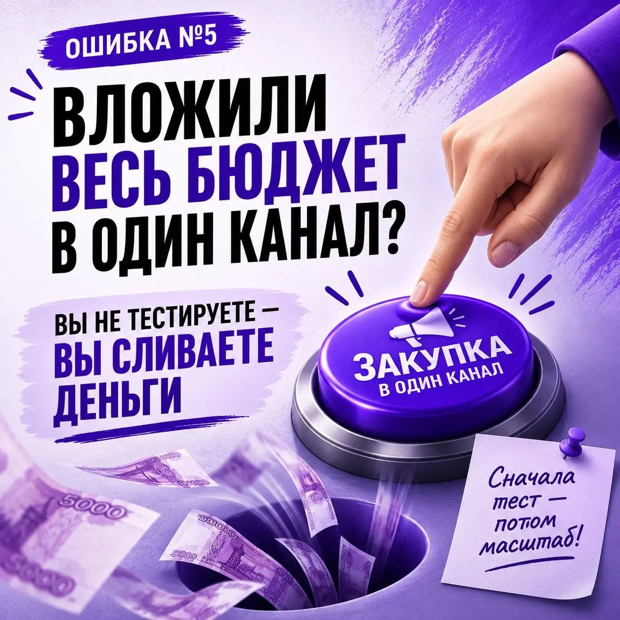 Пятая ошибка при закупке рекламы 👉 бухнуть весь бюджет на один "такой симпатичный" канальчик (первые четыре ошибки рассматривали здесь)
Ни в коем случае!!!
Запоминайте👇
Правила распределения бюджета:
... | Сетка — социальная сеть от hh.ru