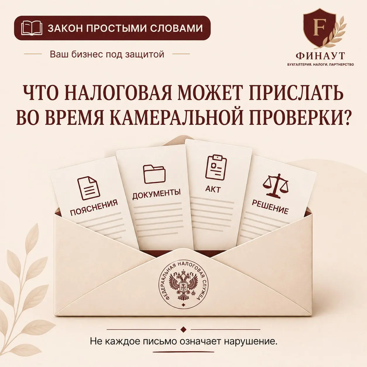 📃 Закон простыми словами
Что налоговая может прислать во время камеральной проверки?
Сдали декларацию. Прошла неделя. И вдруг приходит письмо из налоговой.
У многих первая мысль одна:
«Все пропало | Сетка — социальная сеть от hh.ru