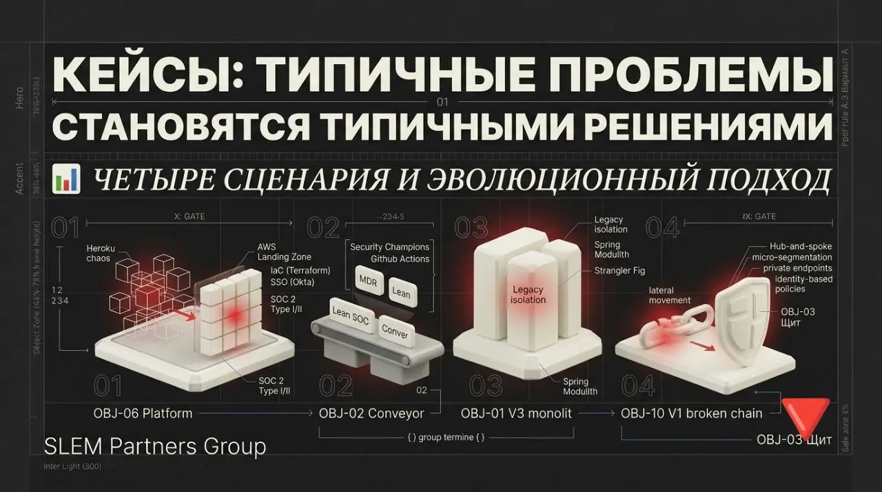 📋 Четыре сценария, которые мы видим:
Сценарий 1: «Мы выросли из Heroku, а теперь enterprise-клиенты требуют SOC 2» переход к Landing zone в AWS/Azure, IaC (Terraform), SSO (Okta), SOC 2 Type I за 6–8 ... | Сетка — социальная сеть от hh.ru