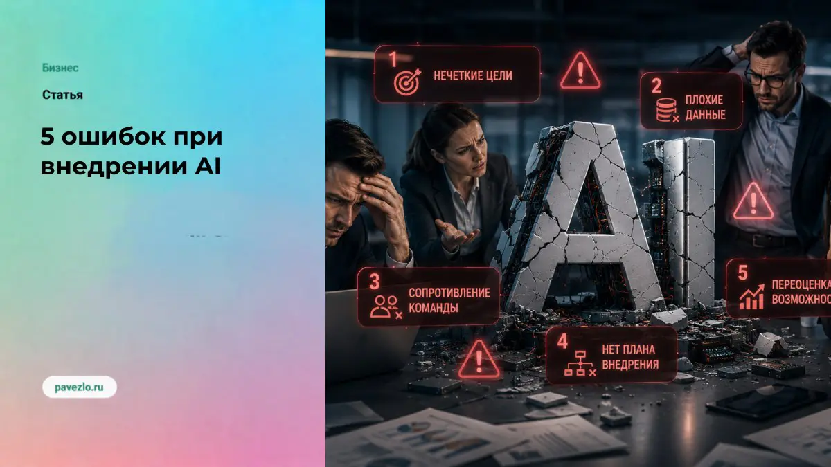 5 ошибок при внедрении AI, которые совершают компании | Сетка — социальная сеть от hh.ru