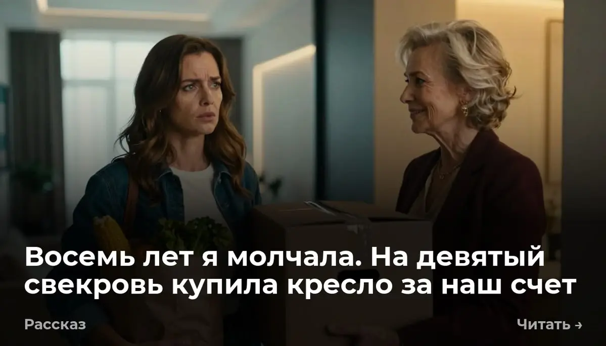 Восемь лет я молчала. На девятый свекровь купила кресло за наш счет
— Левее бери, ну куда ты о косяк трешь! — женский голос раздался из глубины моей собственной прихожей, едва я повернула ключ в замке | Сетка — социальная сеть от hh.ru