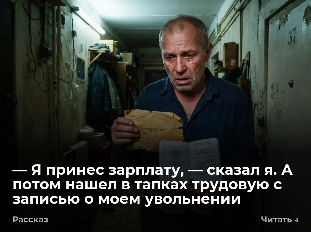 — Я принес зарплату, — сказал я. А потом нашел в тапках трудовую с записью о моем увольнении
Желтый пакет с печатью торчал прямо из его домашних тапочек в коридоре | Сетка — социальная сеть от hh.ru