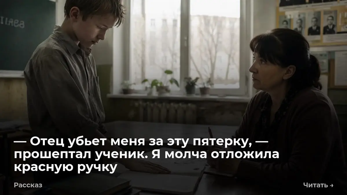 — Отец убьет меня за эту пятерку, — прошептал ученик. Я молча отложила красную ручку
— Только не пять, — Никита накрыл ладонью страницу журнала. Я медленно отложила красную ручку | Сетка — социальная сеть от hh.ru