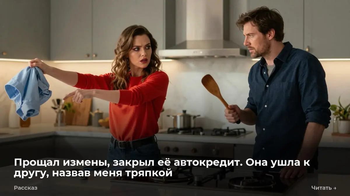 Прощал измены, закрыл её автокредит. Она ушла к другу, назвав меня тряпкой
— Мне не нужна такая тряпка, как ты, — сказала Алина, стягивая через голову водолазку. Она бросила её на спинку стула | Сетка — социальная сеть от hh.ru