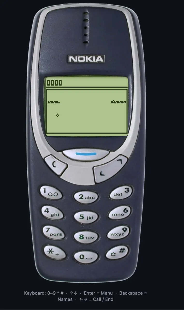Веб-эмулятор для классических телефонов Nokia.
Поддерживаемые модели:
Nokia 5210, 3310, 3330, 3350, 3410, 5110, 7110 | Сетка — социальная сеть от hh.ru