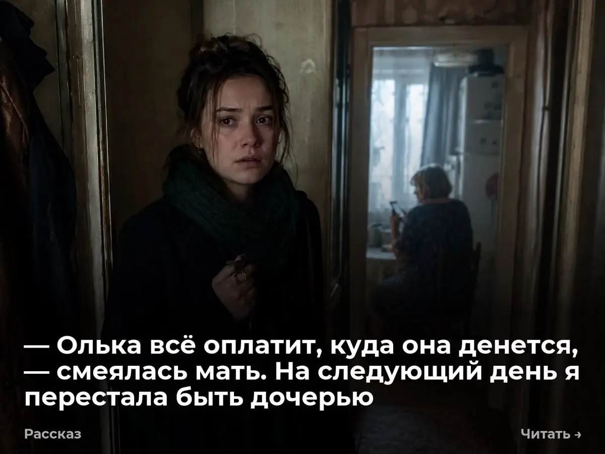 — Олька всё оплатит, куда она денется, — смеялась мать. На следующий день я перестала быть дочерью
— Да ты что, Игорёш? Прямо так и сказал? — заливистый смех эхом отразился от кафеля | Сетка — социальная сеть от hh.ru