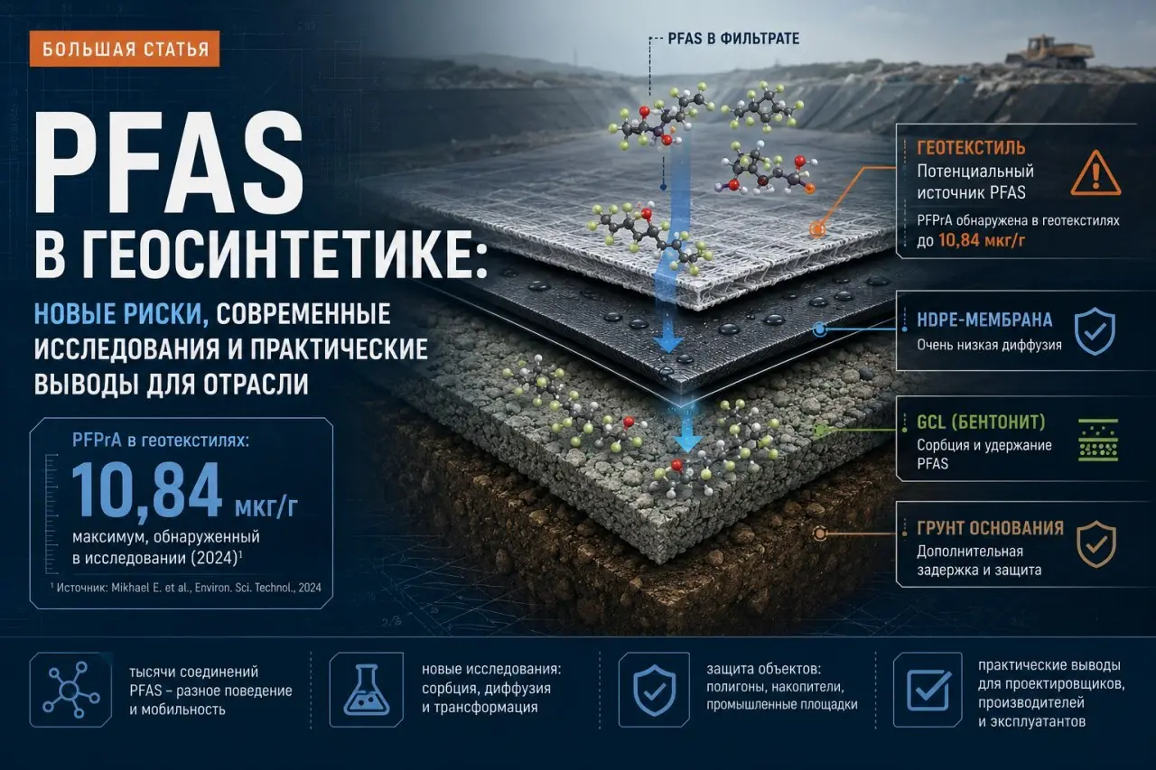 🚨 PFAS в геосинтетике: новая инженерная реальность
До недавнего времени считалось, что геосинтетические материалы — это исключительно барьер на пути загрязняющих веществ | Сетка — социальная сеть от hh.ru
