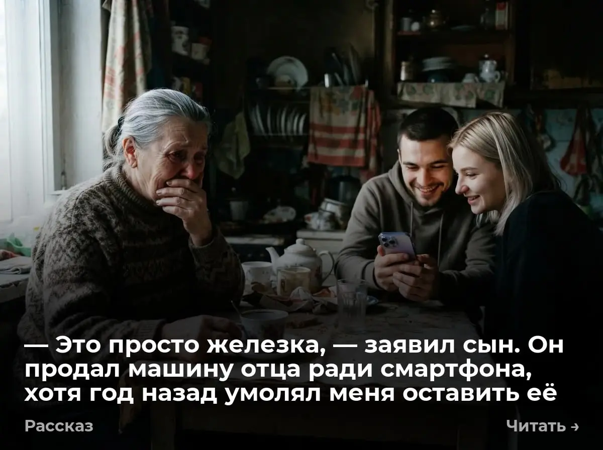 — Это просто железка, — заявил сын. Он продал машину отца ради смартфона, хотя год назад умолял меня
— Это просто железка, мам | Сетка — социальная сеть от hh.ru