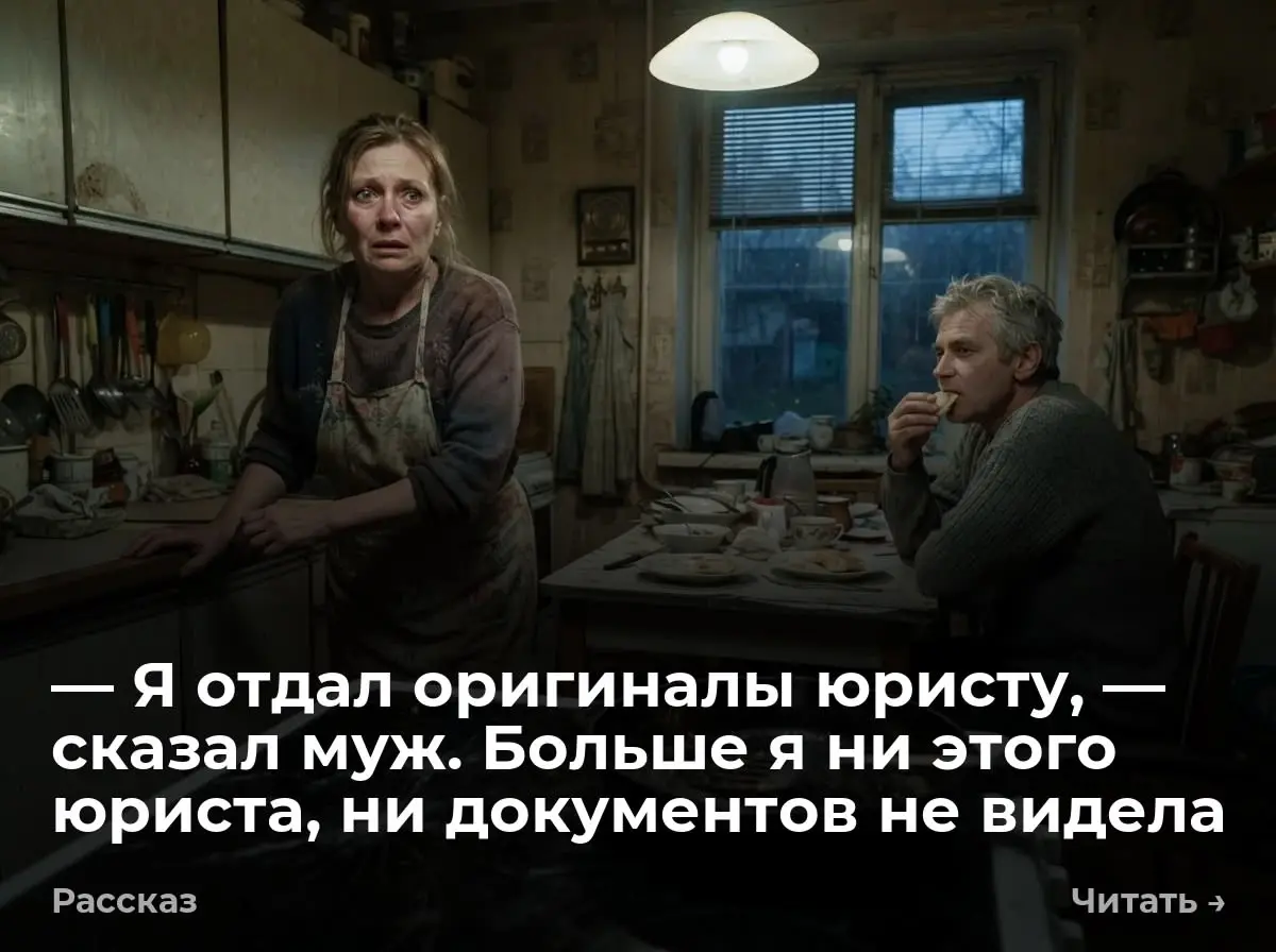 — Я отдал оригиналы юристу, — сказал муж. Больше я ни этого юриста, ни документов не видела
— Кому ты их отдал? — я с размаху опустила сковородку на стеклянную варочную панель. Раздался хруст | Сетка — социальная сеть от hh.ru