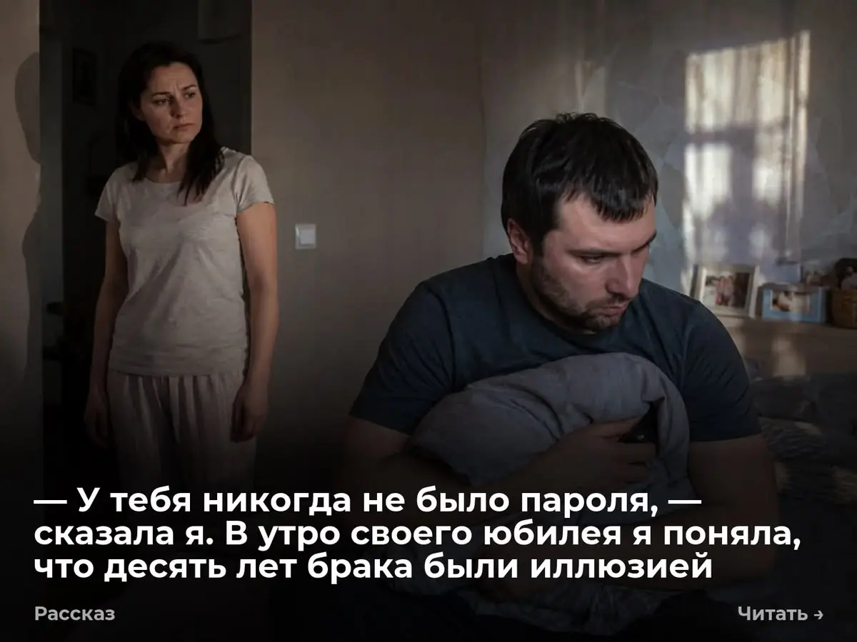 — У тебя никогда не было пароля, — сказала я. В утро своего юбилея я поняла, что десять лет брака бы
— Введите шестизначный код. Экран моргнул белым светом. Надежда замерла. Она держала телефон мужа | Сетка — социальная сеть от hh.ru