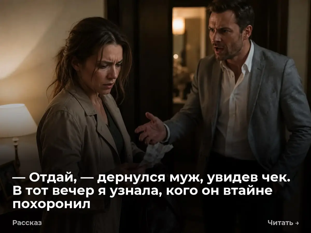 — Отдай, — дернулся муж, увидев чек. В тот вечер я узнала, кого он втайне похоронил
Серый пиджак Вадима пах сырой землей и хвоей. Я полезла в боковой карман за ключами | Сетка — социальная сеть от hh.ru