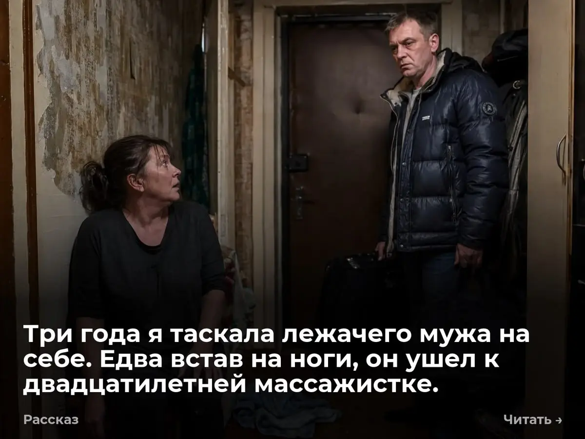 Три года я таскала лежачего мужа на себе. Едва встав на ноги, он ушел к двадцатилетней массажистке.
— Я ухожу, Ань. Вещи я уже собрал, — сухо произнес Олег. Он стоял в коридоре нашей тесной однушки | Сетка — социальная сеть от hh.ru
