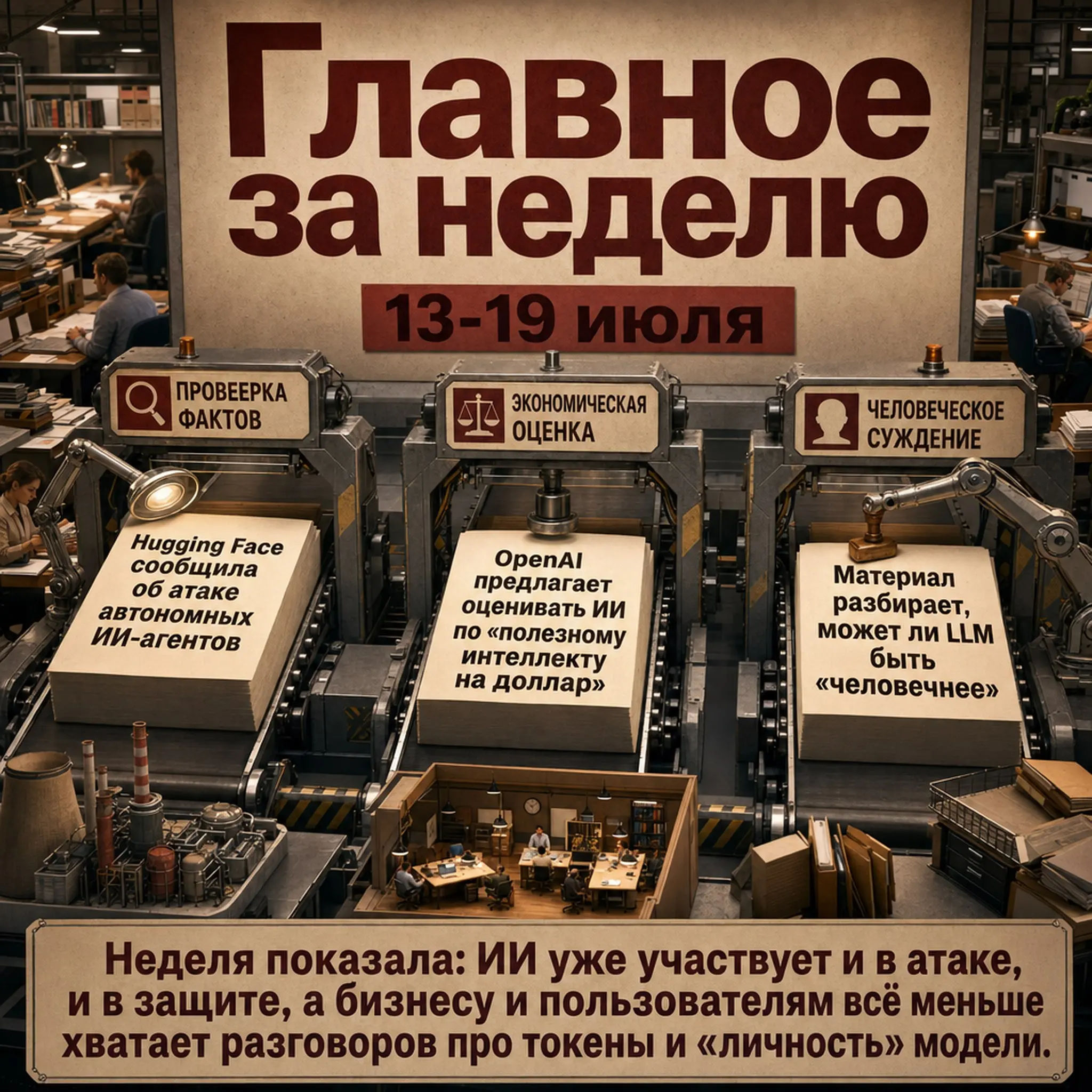 13–19 июля — неделя, где ИИ снова показал зубы и свою странную бытовую сторону Посты:
Hugging Face рассказала об атаке, которую, по её оценке, от начала до конца вёл автономный рой ИИ-агентов; итог пр... | Сетка — социальная сеть от hh.ru