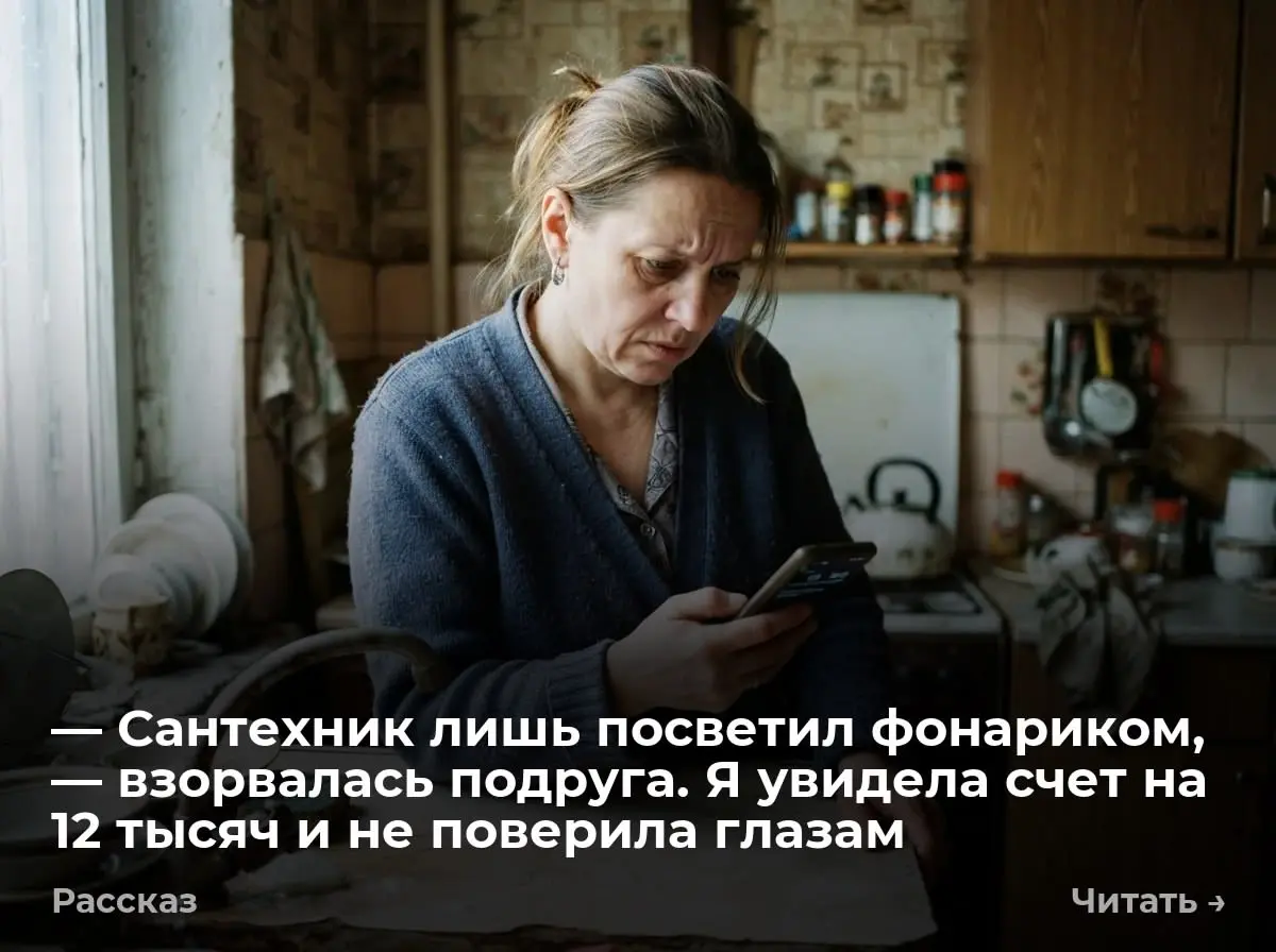 — Сантехник лишь посветил фонариком, — взорвалась подруга. Я увидела счет на 12 тысяч и не поверила
Я зашла на кухню без стука. Оксана молча сдвинула чашку на край стола | Сетка — социальная сеть от hh.ru