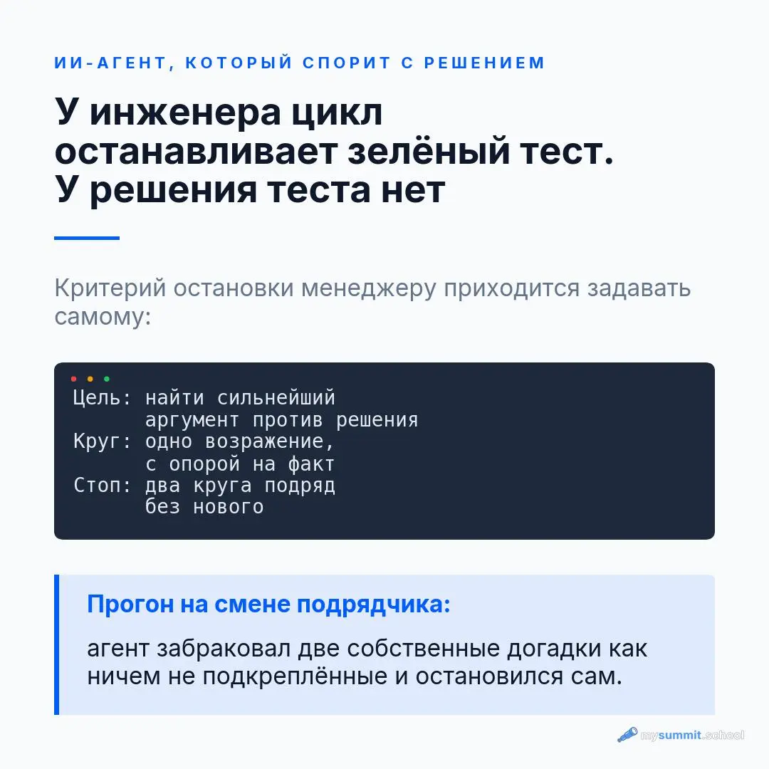 Агент получает цель и признак готовности вместо одной команды и повторяет попытки, пока признак не сработает. У инженеров это давно рутина: агент правит код, пока тесты не станут зелёными | Сетка — социальная сеть от hh.ru