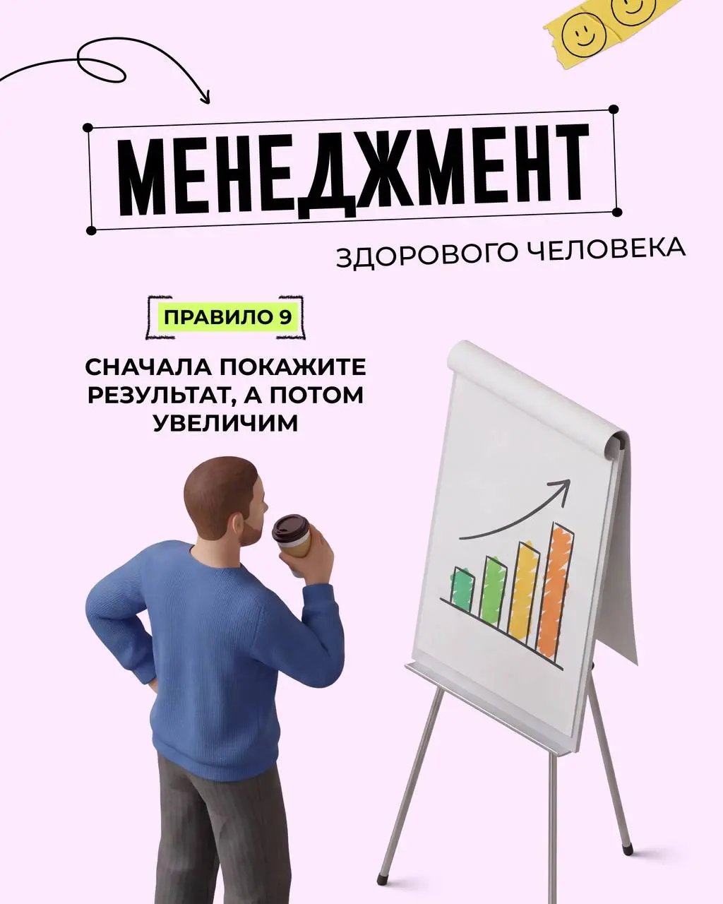 🧑‍💻 Правило 9: Сначала покажите результат, а потом увеличим
Друзья, всем привет. Рубрика «Менеджмент здорового человека», правило 9 | Сетка — социальная сеть от hh.ru