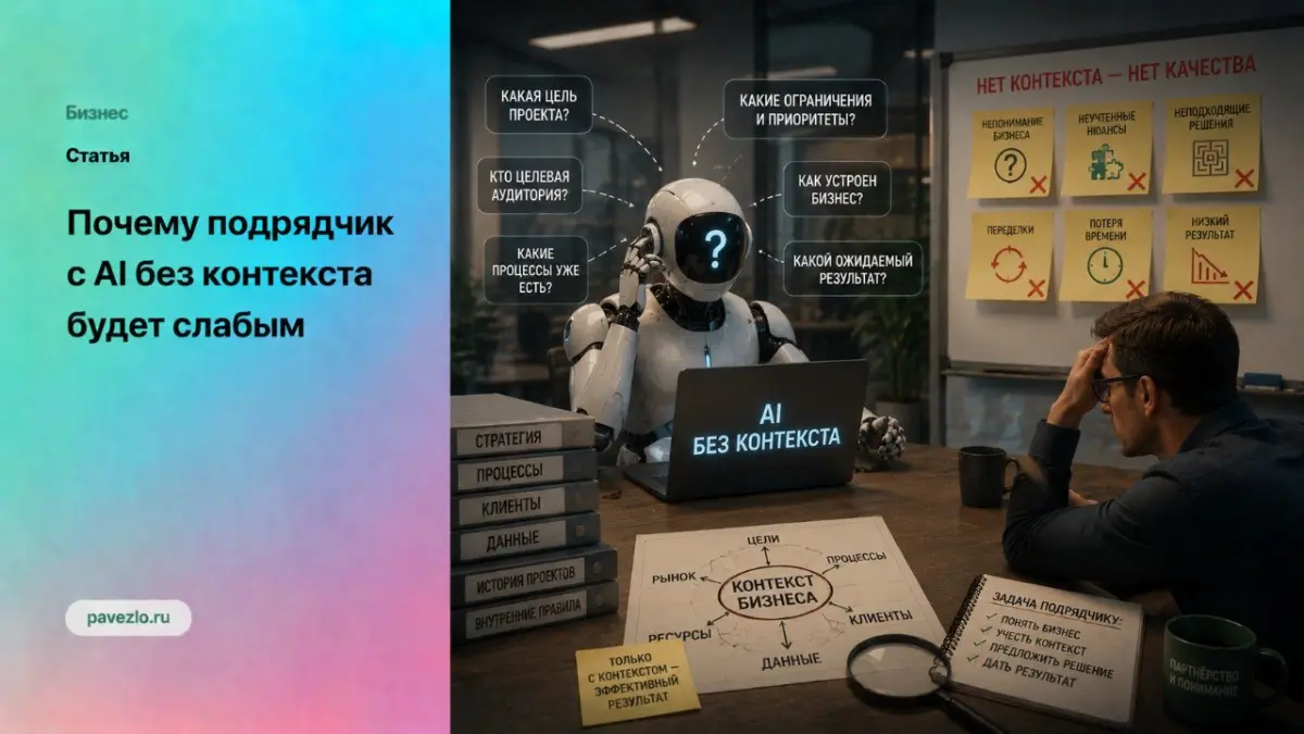 Почему подрядчик с AI без контекста будет слабым | Сетка — социальная сеть от hh.ru
