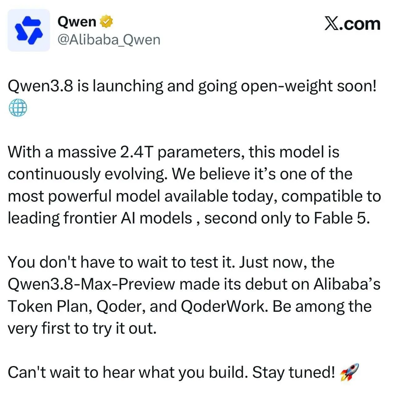Alibaba представила Qwen 3.8
Alibaba официально анонсировала Qwen 3.8, свою следующую флагманскую модель ИИ | Сетка — социальная сеть от hh.ru