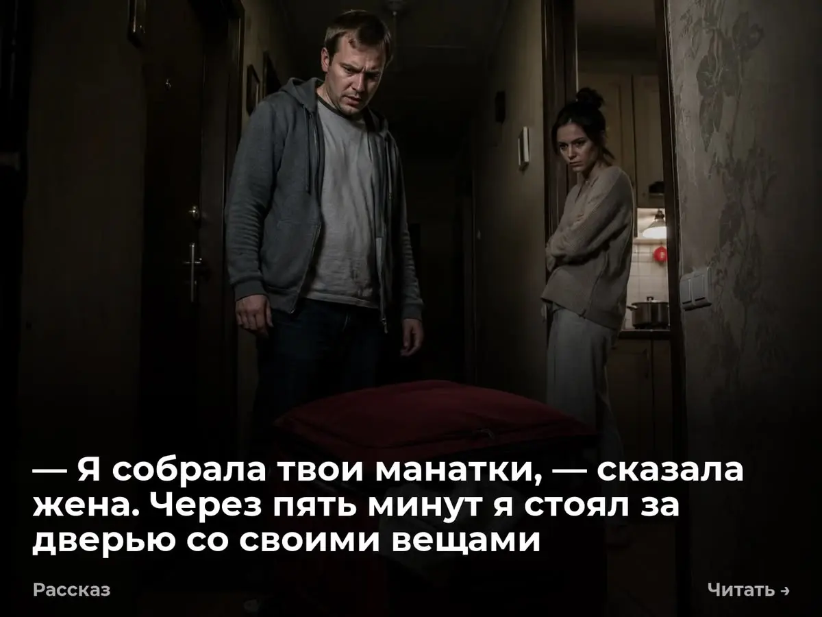 — Я собрала твои манатки, — сказала жена. Через пять минут я стоял за дверью со своими вещами
Антон провернул ключ в замке два раза и толкнул железную дверь. В коридоре стоял огромный красный чемодан | Сетка — социальная сеть от hh.ru
