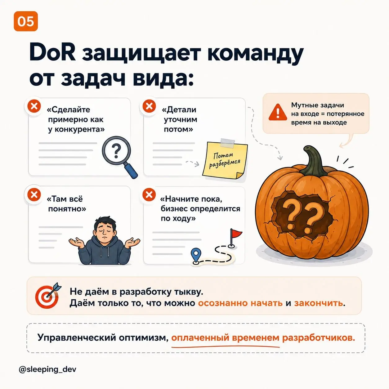 Definition of Ready: как не отдавать в разработку задачу-тыкву
Задача попадает в разработку.
Исполнитель назначен.
Срок уже обсуждают.
В Jira статус «В работе» | Сетка — социальная сеть от hh.ru