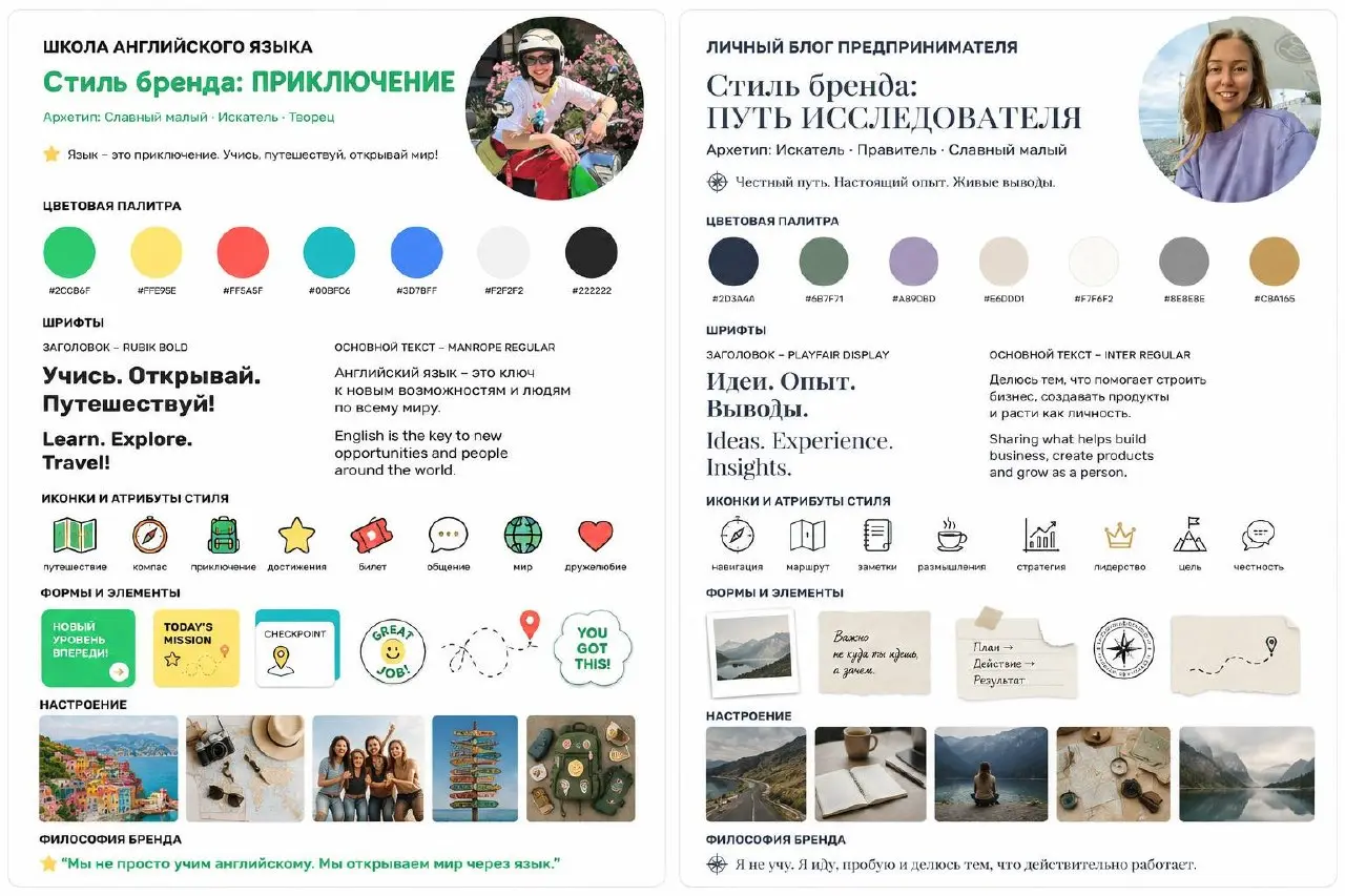 Стиль бренда за 2 минуты
Вчера попросила GPT создать визуальный стиль - для этого блога и блога школы на основе 2-х своих фото и внутренних ощущений архетипов брендов | Сетка — социальная сеть от hh.ru