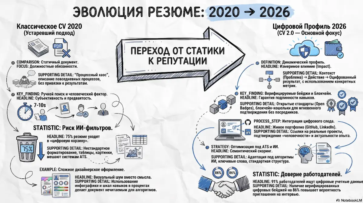 Эволюция резюме: от статики к репутации (2020–2026) | Сетка — социальная сеть от hh.ru
