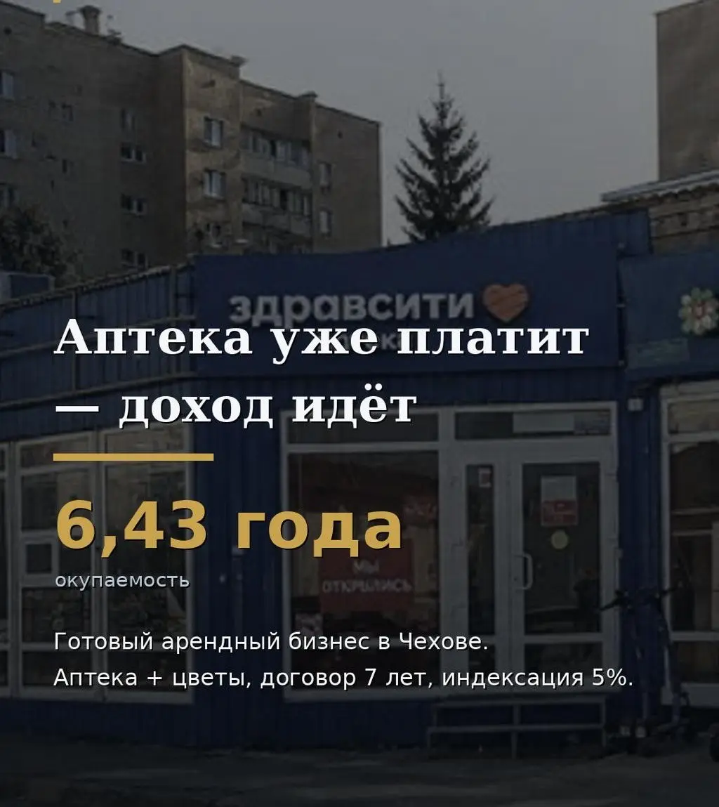 Аптека уже платит — доход идёт ГАБ ЗДРАВСИТИ+ЦВЕТОЧНЫЙ ОКУПАЕМОСТЬ 6,43 ГОДА
Готовый арендный бизнес в Чехове, который не нужно запускать | Сетка — социальная сеть от hh.ru