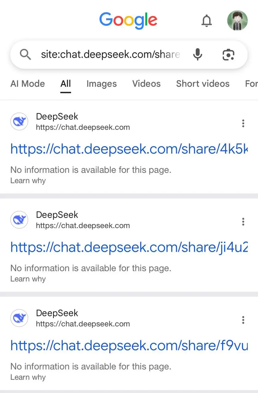 Вот почему я всегда был против Deepseek ... .
Переписки юзеров Deepseek попали в общий доступ — они ищутся через поисковики | Сетка — социальная сеть от hh.ru