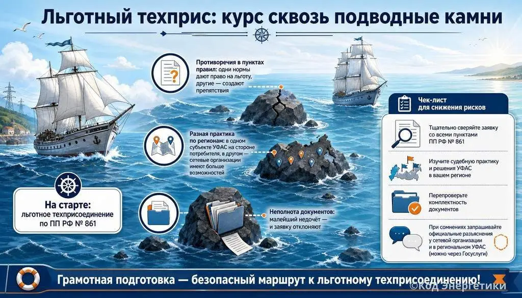 Льготный техприс: где подстерегают подводные камни? 🌊
Знаете, сколько головной боли может доставить льготное технологическое присоединение по ПП РФ № 861?
На бумаге всё красиво, а на деле — противореч... | Сетка — социальная сеть от hh.ru
