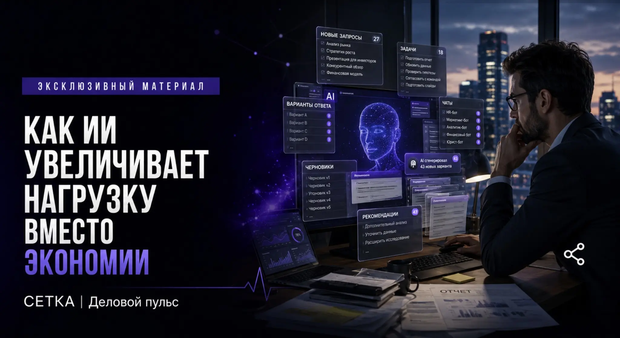 Как ИИ увеличивает нагрузку вместо экономии | Сетка — социальная сеть от hh.ru