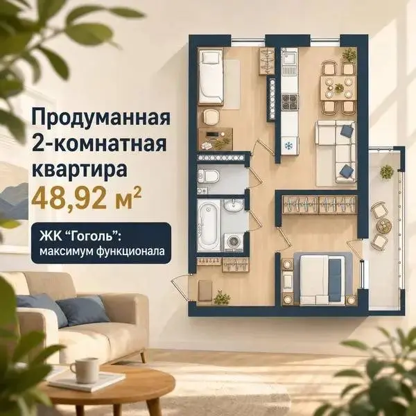 🔥 2‑комнатная квартира 48,92 м² в ЖК в центре Томска — «умный» метраж: максимум функционала, минимум потерь.
✅ Приватность: изолированные комнаты — личное пространство для каждого | Сетка — социальная сеть от hh.ru
