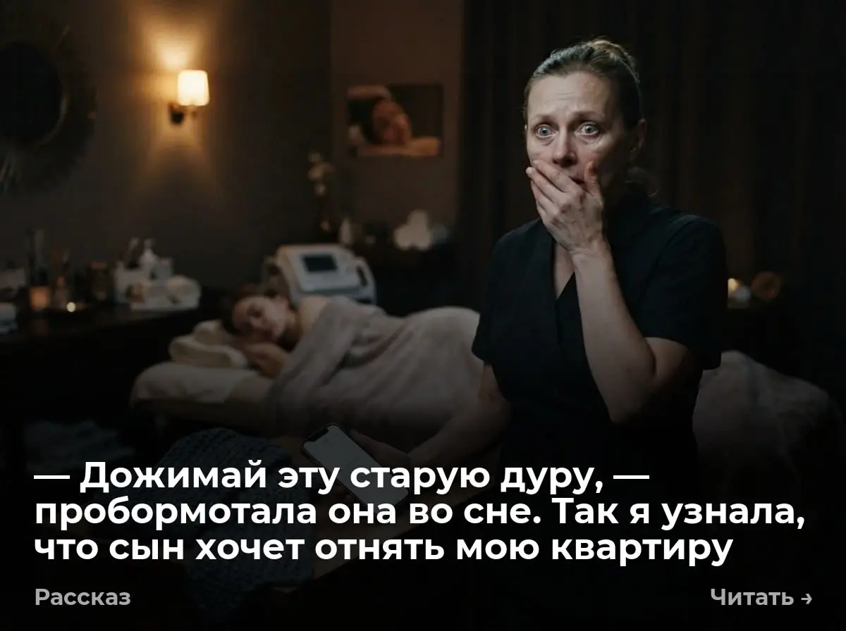 — Дожимай эту старую дуру, — пробормотала она во сне. Так я узнала, что сын хочет отнять мою квартир
— Дениска, дожимай эту старую дуру на квартиру... Я замерла | Сетка — социальная сеть от hh.ru