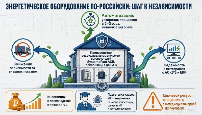 в Ленинградской области запустили производство энергетического оборудования
Заметил новость: в Ленинградской области запустили изготовление воздушных автоматических выключателей SystemePact ACB от Сис... | Сетка — социальная сеть от hh.ru