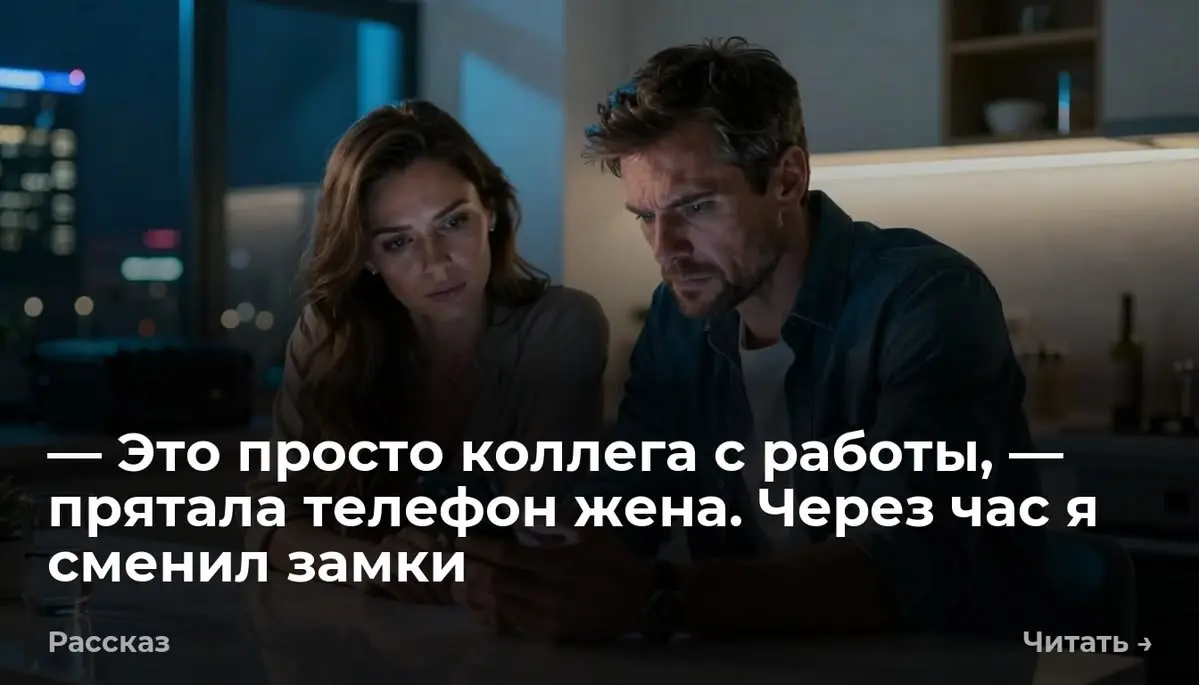 — Это просто коллега с работы, — прятала телефон жена. Через час я сменил замки
Экран её телефона вспыхнул, осветив половину кухонного стола | Сетка — социальная сеть от hh.ru