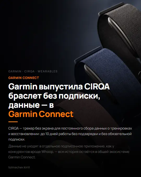 Garmin выпустила Whoop без подписки для Garmin Connect | Сетка — социальная сеть от hh.ru