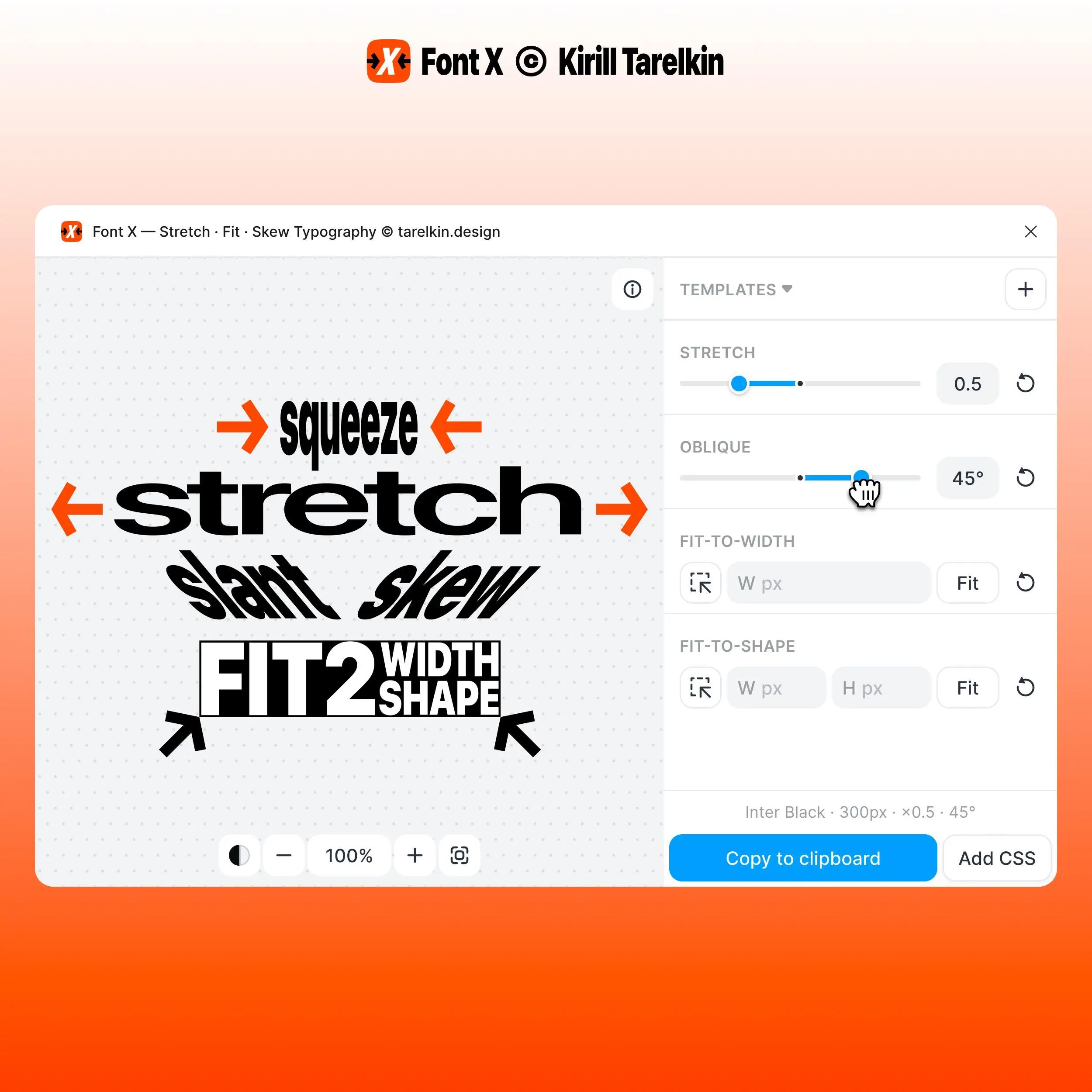 ⭐️ Выпустил плагин для фигмы → Font X ←
Не пришлось долго ждать, апрувнули за неделю, буквально вчера вечером
Он растягивает, сжимает и наклоняет любой текст — и главное, текст остаётся текстом | Сетка — социальная сеть от hh.ru