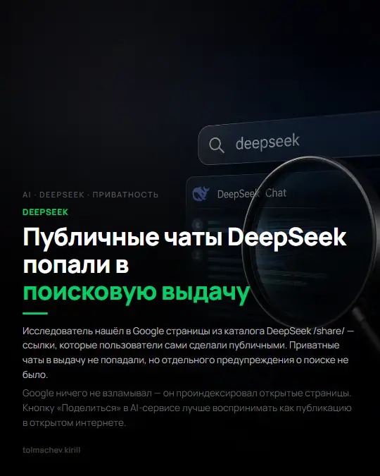 Публичные чаты DeepSeek попали в поисковую выдачу | Сетка — социальная сеть от hh.ru