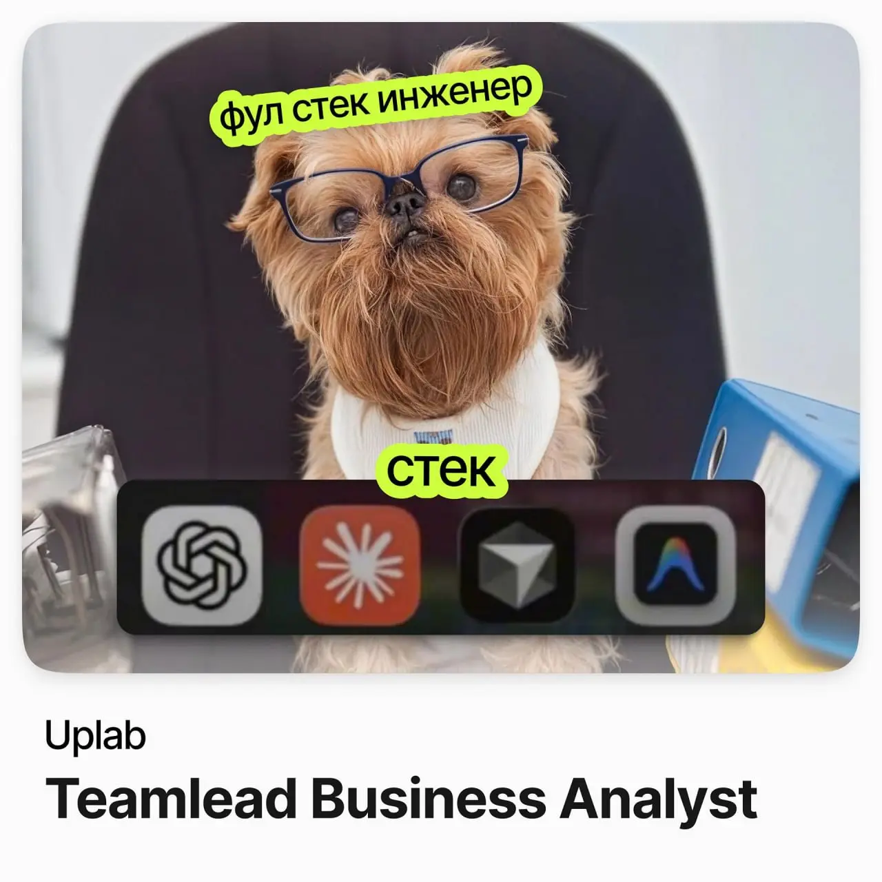 🧠 Teamlead Business analyst / Uplab (удалёнка)
Uplab — digital-агентство полного цикла: крупные корпоративные порталы, интернет-магазины и highload-сервисы на Битриксе | Сетка — социальная сеть от hh.ru