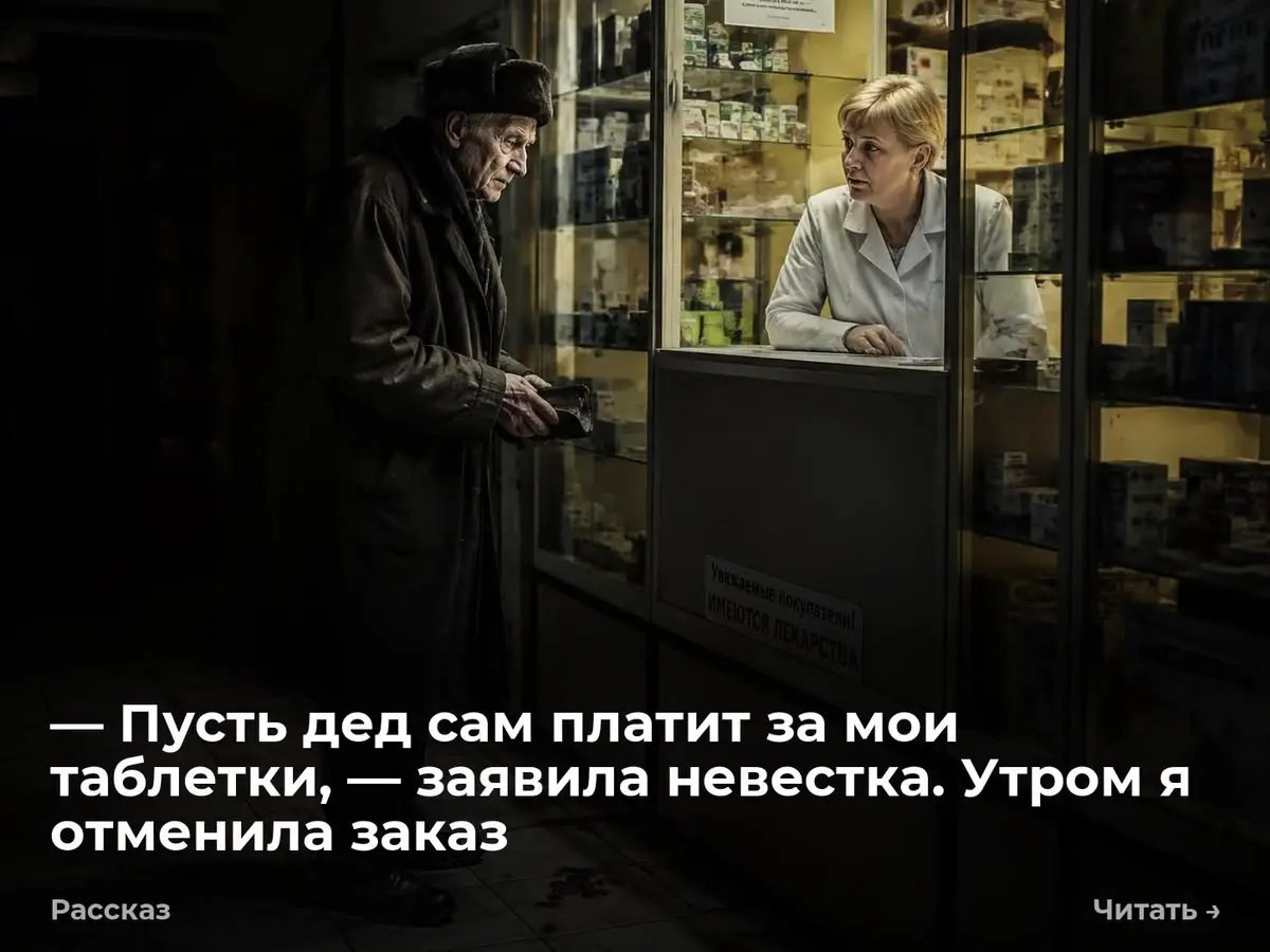 — Пусть дед сам платит за мои таблетки, — заявила невестка. Утром я отменила заказ
— Зачем старику с палочкой препараты для модельного похудения? — подумала я | Сетка — социальная сеть от hh.ru