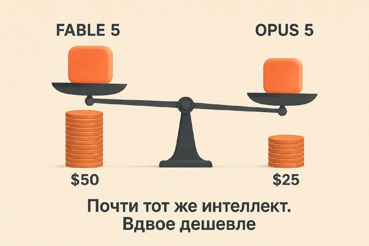 🆕 Claude Opus 5: почти флагман, но вдвое дешевле
Anthropic выпустила Claude Opus 5.
Смысл релиза не в том, что это самая умная модель компании — самой умной остаётся Fable 5 | Сетка — социальная сеть от hh.ru