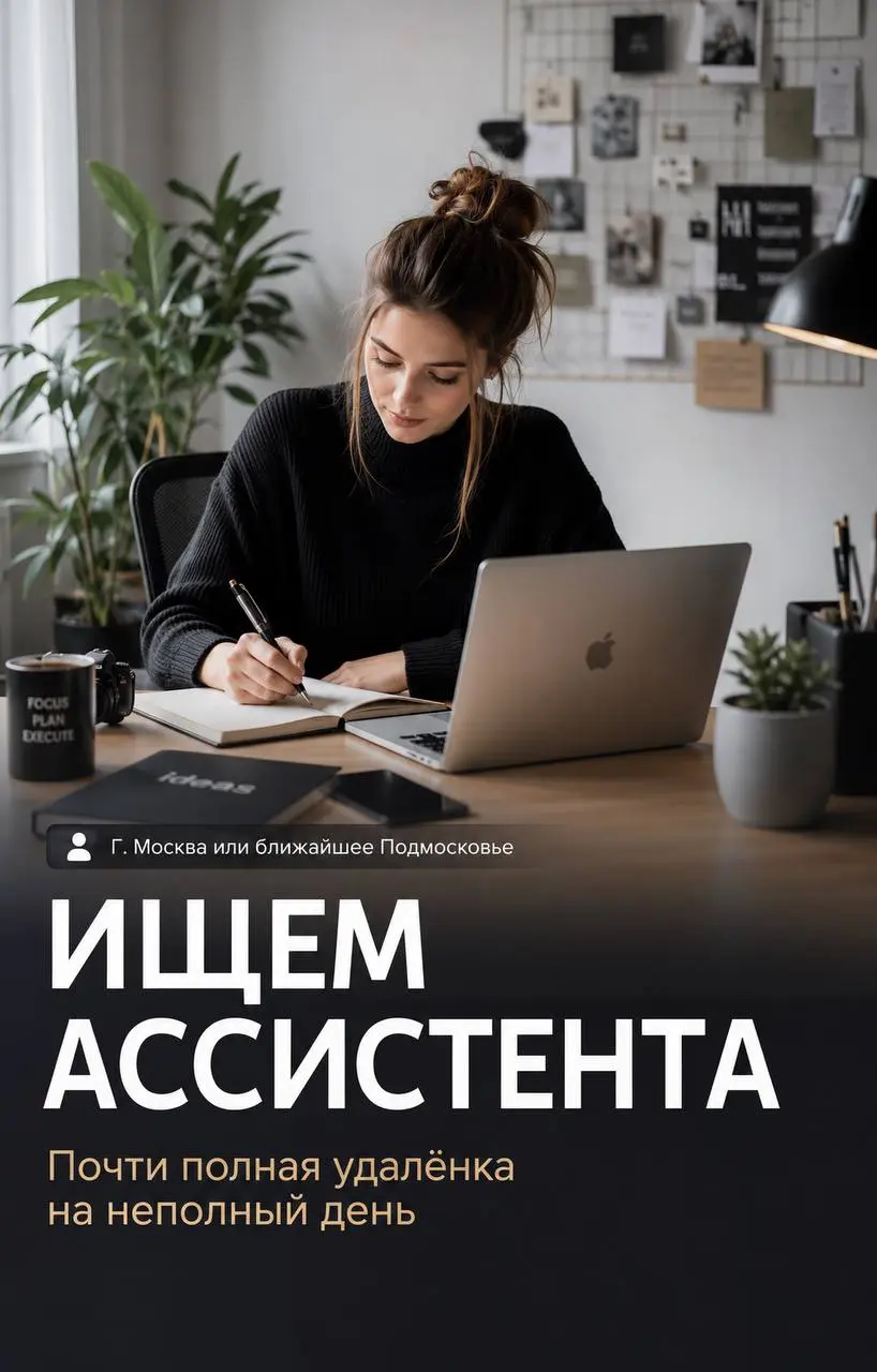 АССИСТЕНТ РУКОВОДИТЕЛЯ
Группа компаний по маркетингу, мероприятиям и нейросетям
• Москва или ближайшее Подмосковье
• Другое
• @goncharovabiz
Полное описание вакансии размещено в Телеграм и Макс | Сетка — социальная сеть от hh.ru