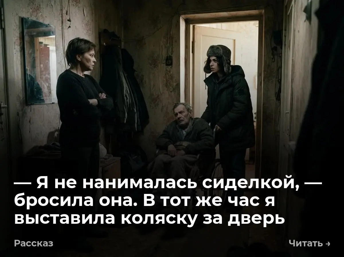 — Я не нанималась сиделкой, — бросила она. В тот же час я выставила коляску за дверь
— Принимай эстафету, Марин, — сказала Аля и толкнула инвалидное кресло через порог моей квартиры | Сетка — социальная сеть от hh.ru
