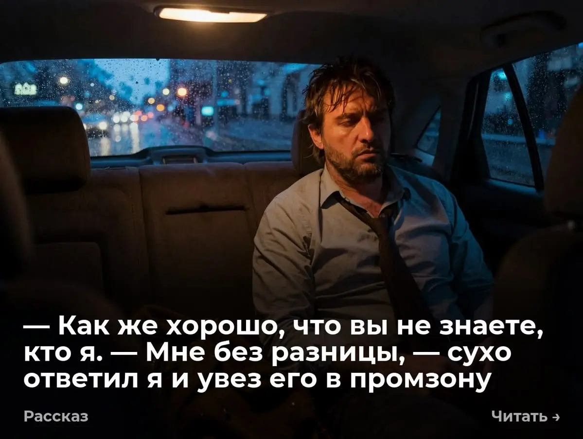 — Как же хорошо, что вы не знаете, кто я. — Мне без разницы, — сухо ответил я и увез его в промзону
— Шеф, по газам. Дворами уходим, — грузный пассажир буквально ввалился на заднее сиденье | Сетка — социальная сеть от hh.ru